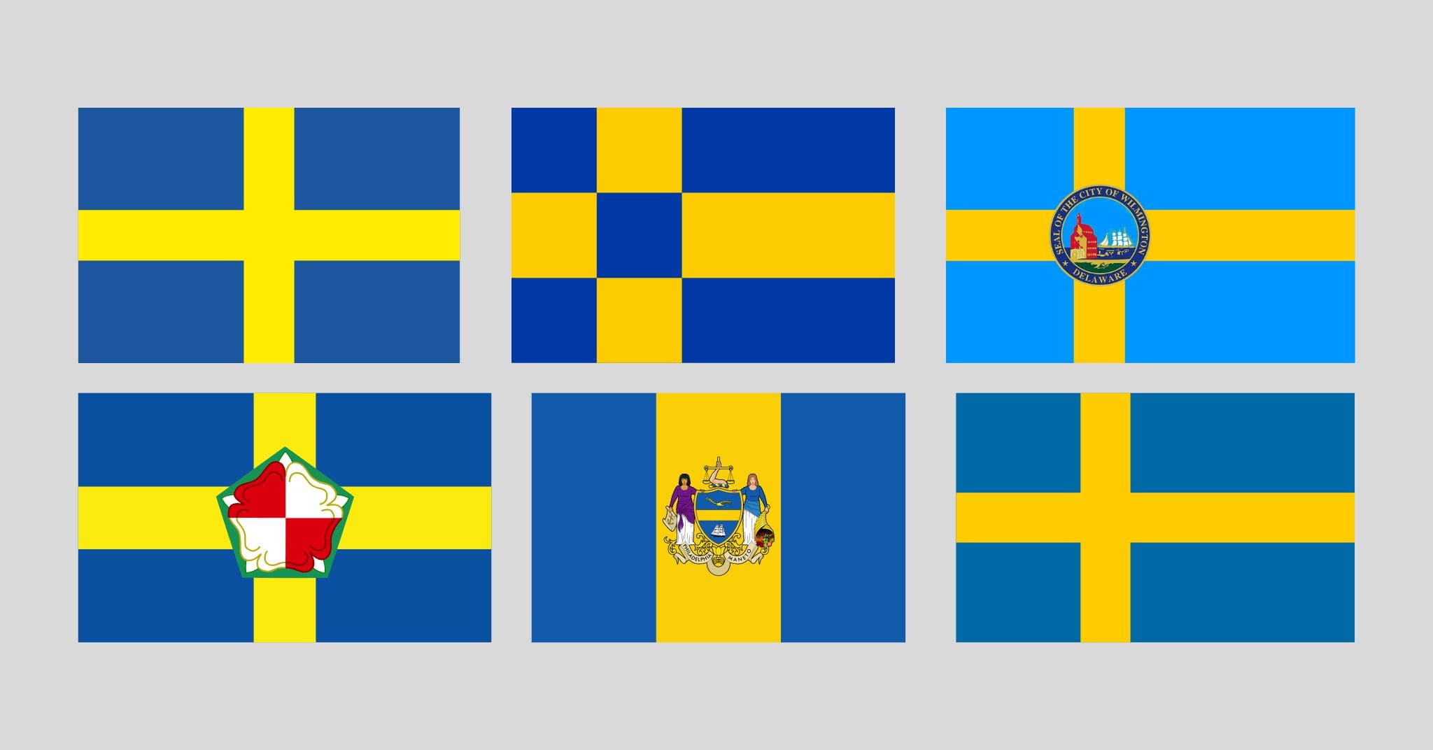 Blue Flag With Yellow Cross Sweden and other +3 Flags
